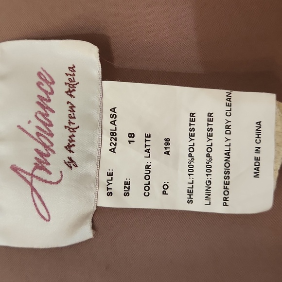 Ambiance 18 Latte 2 Piece, Strapless Satin Dress And Jacket With Beaded Trim - Picture 4 of 4